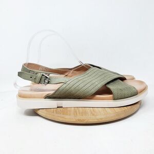 Miz Mooz Sandals Womens 42 Sage Green Leather Heel Strap Boho Summer Kind Shoes